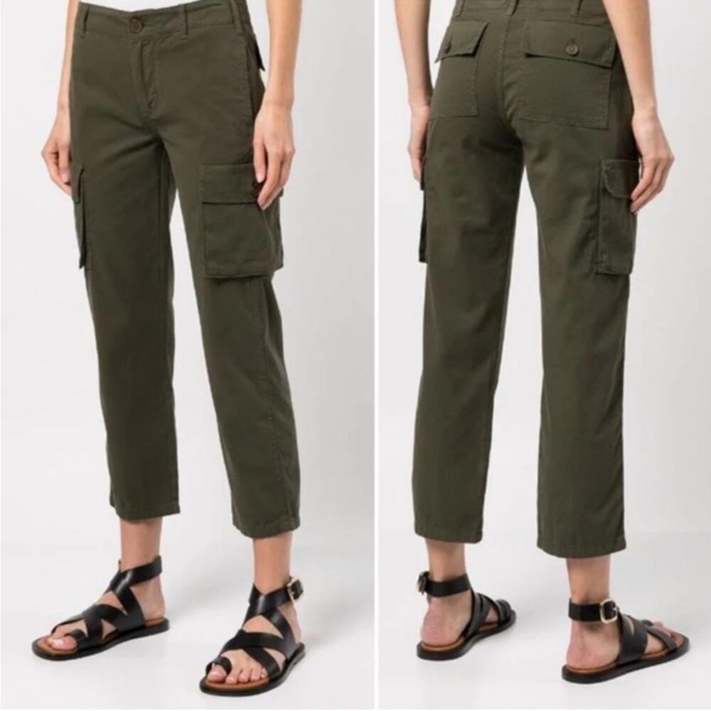 FRAME Relaxed Fit Utility Pant Washed Surplus Army Green Size 27 Cargo Crop